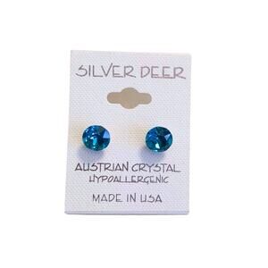 Austrian Crystal Hypoallergenic Teal Stud Earrings Sparkly Blue Green Diamond